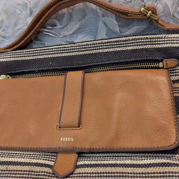 FOSSIL Shoulder bag Canvas and Leather Messenger with Tapestry and Leather - Picture 6 of 12